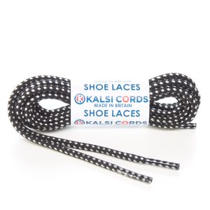 R698 4mm Round Extra Strong Heavy Duty Durable Shoe Laces Black Natural White 1 Kalsi Cords