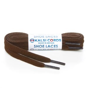SP1 7mm Flat Tubular Premium Spun Polyester Shoe Laces Brown 1 Kalsi Cords