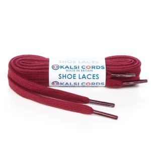 SP1 7mm Flat Tubular Premium Spun Polyester Shoe Laces Burgundy 1 Kalsi Cords