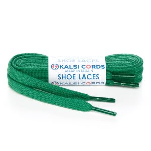 SP1 7mm Flat Tubular Premium Spun Polyester Shoe Laces Green 1 Kalsi Cords