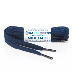 SP1 7mm Flat Tubular Premium Spun Polyester Shoe Laces Navy 1 Kalsi Cords