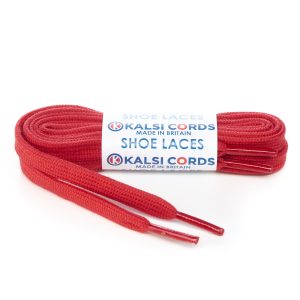 SP1 7mm Flat Tubular Premium Spun Polyester Shoe Laces Red 1 Kalsi Cords