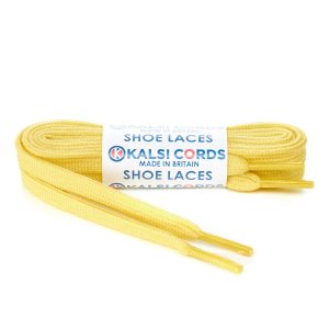 SP1 7mm Flat Tubular Premium Spun Polyester Shoe Laces Yellow 1 Kalsi Cords