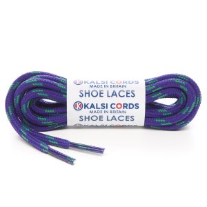 T621 5mm Round Cord 4 Fleck Shoe Laces Purple with Emerald 1 Kalsi Cords