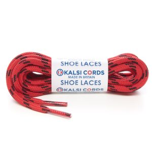 T621 5mm Round Cord 4 Fleck Shoe Laces Red with Black 1 Kalsi Cords
