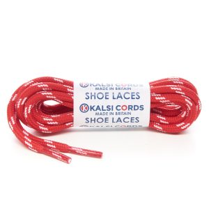 T621 5mm Round Cord 4 Fleck Shoe Laces Red with White 1 Kalsi Cords