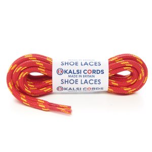 T621 5mm Round Cord 4 Fleck Shoe Laces Red with Yellow 1 Kalsi Cords