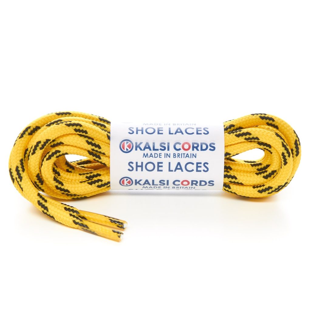 Yellow Rope Laces Yellow with Black 4 Fleck 5mm Round Cord Shoe Laces - Rope Lace Kalsi Cords