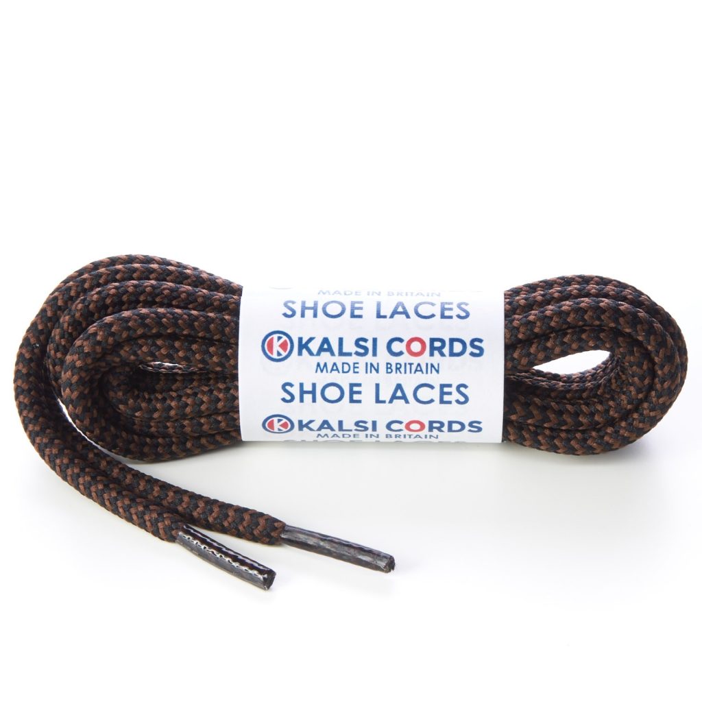 T621 5mm Round Cord Herringbone Shoe Laces Black York Brown 1 Kalsi Cords