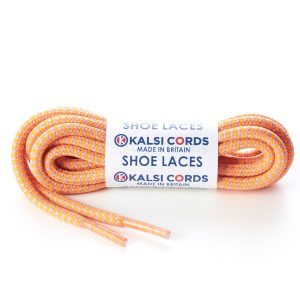T621 5mm Round Cord Herringbone Shoe Laces Light Grey Fluorescent Orange 1 Kalsi Cords