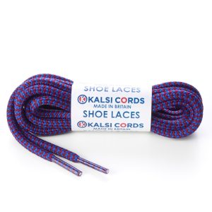 T621 5mm Round Cord Herringbone Shoe Laces Porto Royal Blue 1 Kalsi Cords