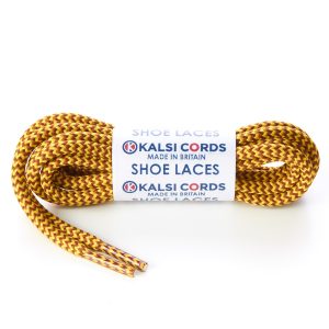 T621 5mm Round Cord Herringbone Shoe Laces Yellow Nutmeg 1 Kalsi Cords