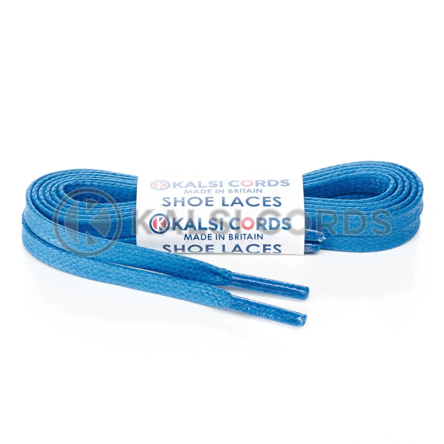 TE330 6mm Flat Waxed Cotton Shoe Laces Blue 1 Kalsi Cords