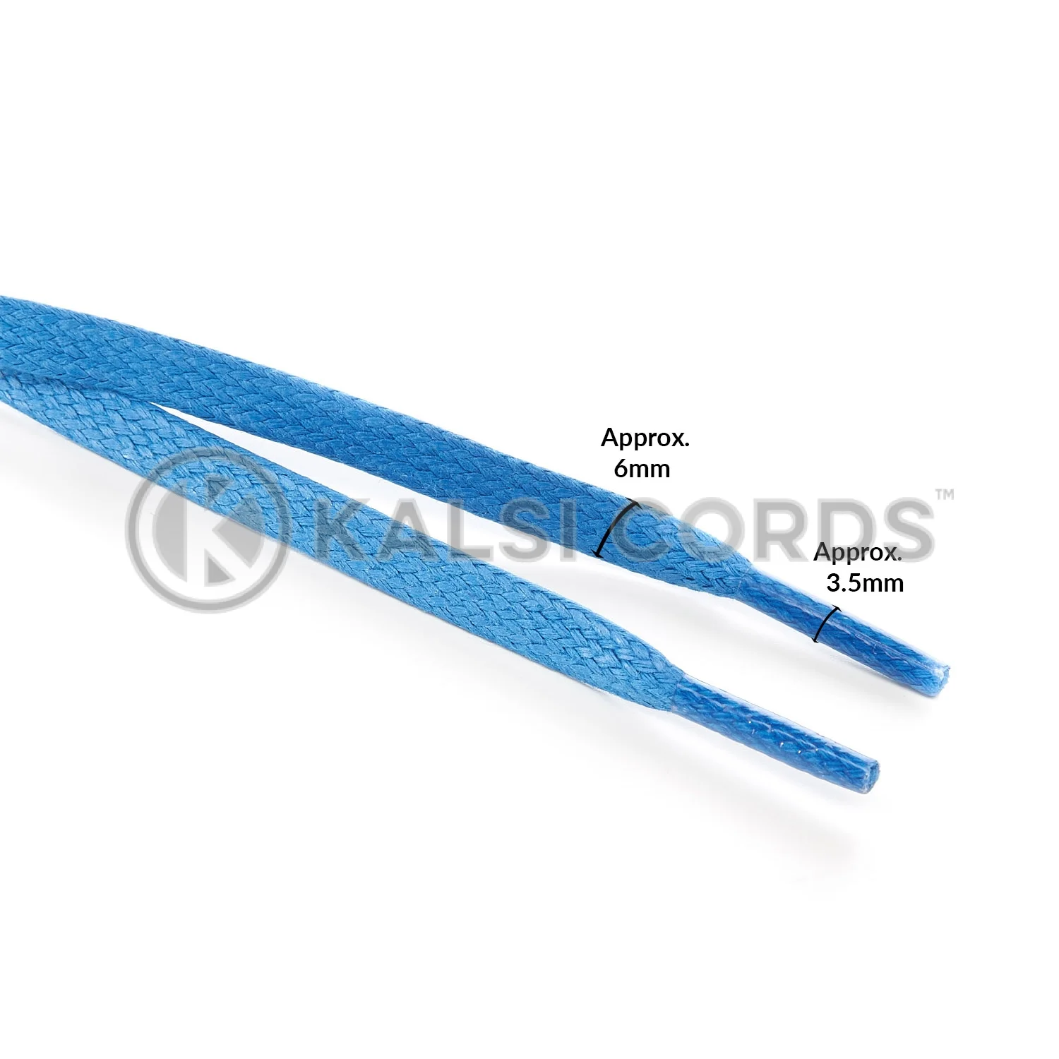 TE330 6mm Flat Waxed Cotton Shoe Laces Blue Edit 3 Kalsi Cords