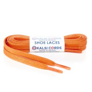 TE330 6mm Flat Waxed Cotton Shoe Laces Orange 1 Kalsi Cords