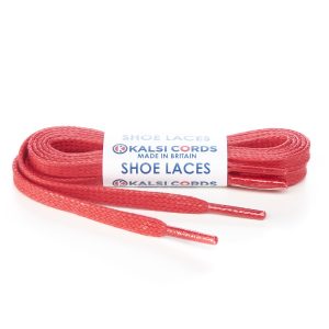 TE330 6mm Flat Waxed Cotton Shoe Laces Red 1 Kalsi Cords