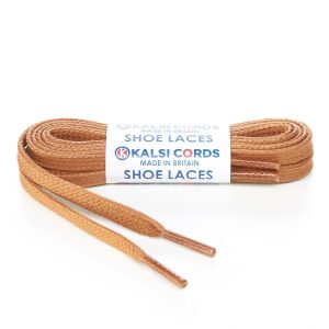 TE330 6mm Flat Waxed Cotton Shoe Laces Tan 1 Kalsi Cords