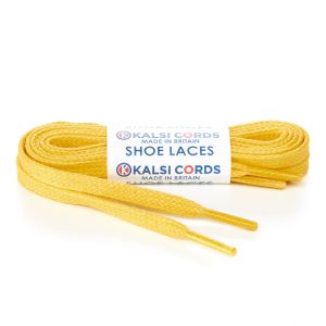 TE330 6mm Flat Waxed Cotton Shoe Laces Yellow 1 Kalsi Cords