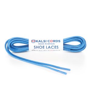 TE428 2mm Thin Fine Round Waxed Cotton Shoe Laces Blue 1 Kalsi Cords