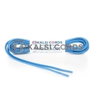 TE428 2mm Thin Fine Round Waxed Cotton Shoe Laces Blue 1 Kalsi Cords