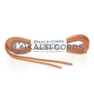 TE428 2mm Thin Fine Round Waxed Cotton Shoe Laces Brown 1 Kalsi Cords