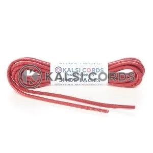 TE428 2mm Thin Fine Round Waxed Cotton Shoe Laces Burgundy 1 Kalsi Cords