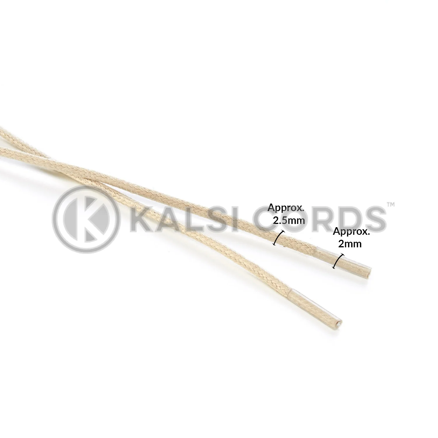 TE428 2mm Thin Fine Round Waxed Cotton Shoe Laces Cream Edit 3 Kalsi Cords