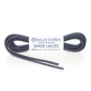 TE428 2mm Thin Fine Round Waxed Cotton Shoe Laces Dark Navy 1 Kalsi Cords