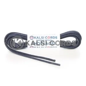 TE428 2mm Thin Fine Round Waxed Cotton Shoe Laces Dark Navy 1 Kalsi Cords