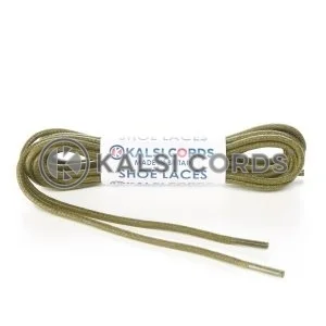 TE428 2mm Thin Fine Round Waxed Cotton Shoe Laces Khaki 1 Kalsi Cords