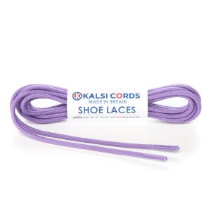TE428 2mm Thin Fine Round Waxed Cotton Shoe Laces Lilac 1 Kalsi Cords