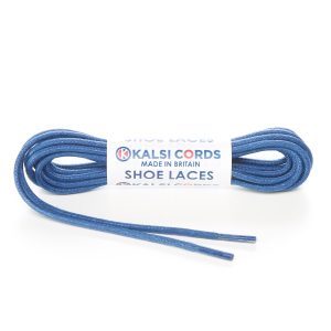 TE428 2mm Thin Fine Round Waxed Cotton Shoe Laces Navy 1 Kalsi Cords