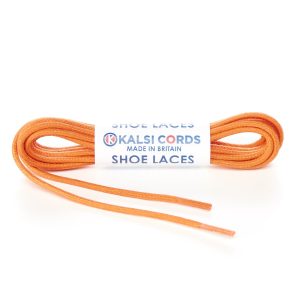 TE428 2mm Thin Fine Round Waxed Cotton Shoe Laces Orange 1 Kalsi Cords