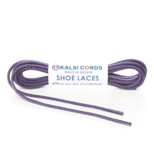 TE428 2mm Thin Fine Round Waxed Cotton Shoe Laces Purple 1 Kalsi Cords