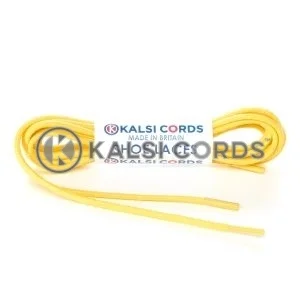 TE428 2mm Thin Fine Round Waxed Cotton Shoe Laces Yellow 1 Kalsi Cords