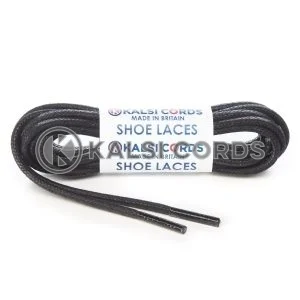 TE458 4mm Round Cord Waxed Cotton Shoe Laces Black 1 Kalsi Cords