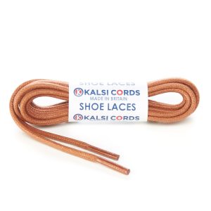 TE458 4mm Round Cord Waxed Cotton Shoe Laces Brown 1 Kalsi Cords