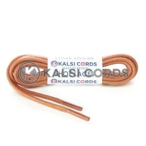 TE458 4mm Round Cord Waxed Cotton Shoe Laces Brown 1 Kalsi Cords