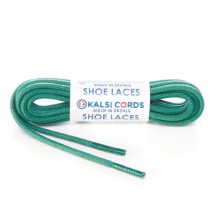 TE458 4mm Round Cord Waxed Cotton Shoe Laces Green 1 Kalsi Cords