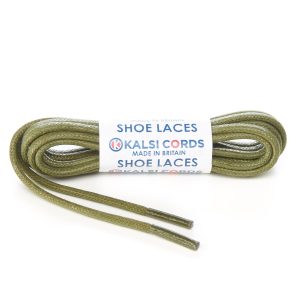 TE458 4mm Round Cord Waxed Cotton Shoe Laces Khaki 1 Kalsi Cords