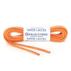 TE458 4mm Round Cord Waxed Cotton Shoe Laces Orange 1 Kalsi Cords