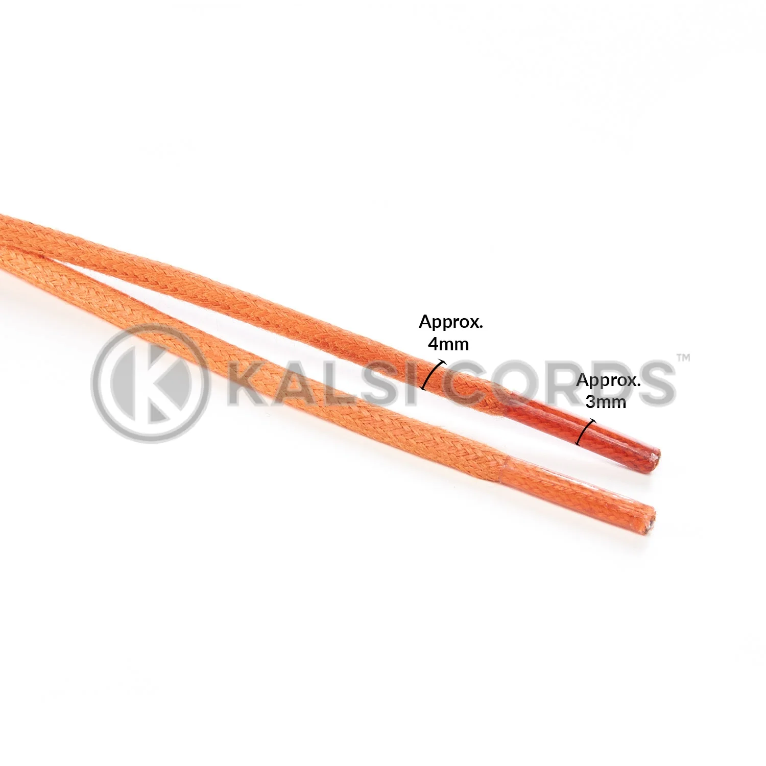 TE458 4mm Round Cord Waxed Cotton Shoe Laces Orange Edit 3 Kalsi Cords