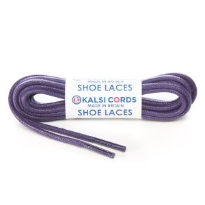 TE458 4mm Round Cord Waxed Cotton Shoe Laces Purple 1 Kalsi Cords