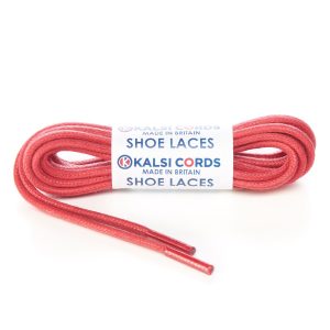 TE458 4mm Round Cord Waxed Cotton Shoe Laces Red 1 Kalsi Cords