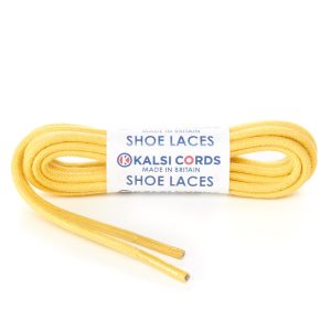 TE458 4mm Round Cord Waxed Cotton Shoe Laces Yellow 1 Kalsi Cords