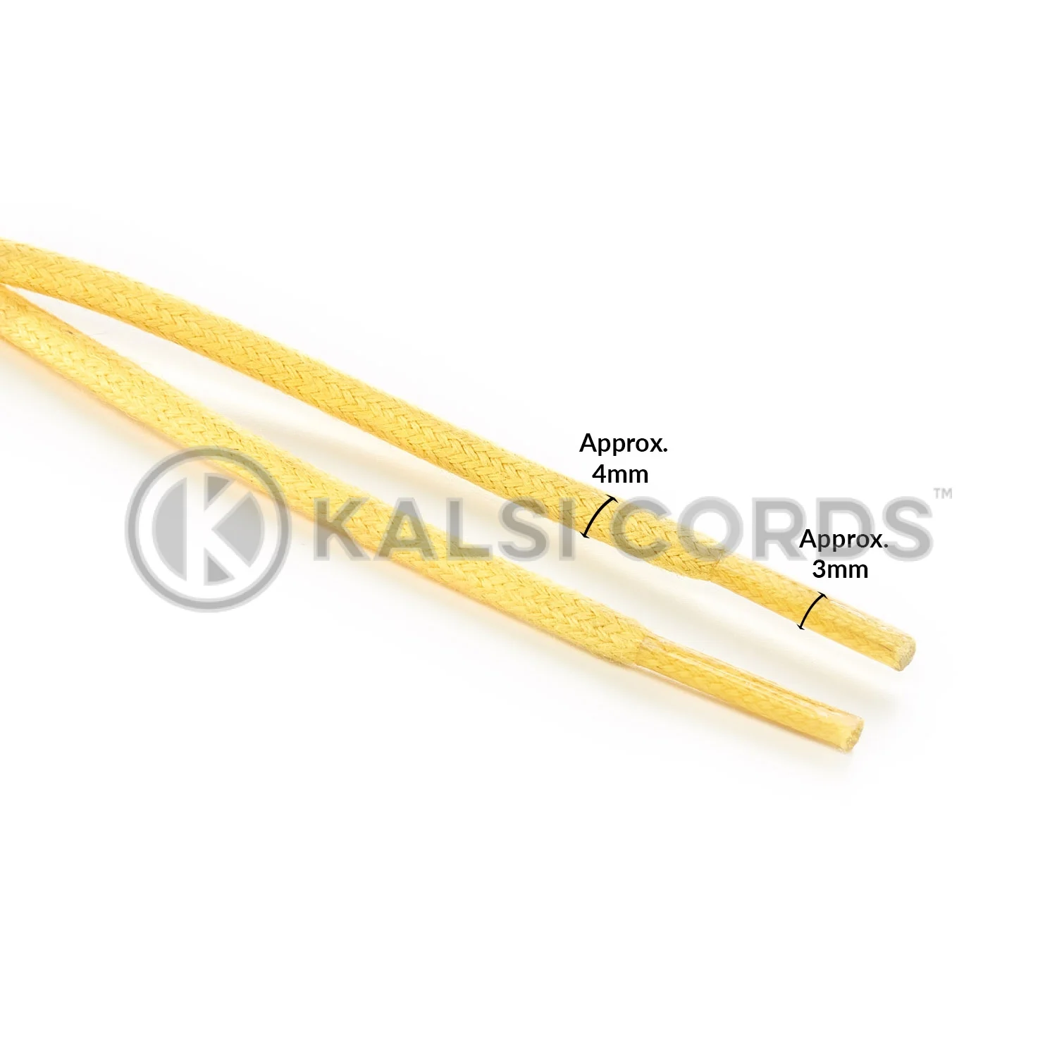 TE458 4mm Round Cord Waxed Cotton Shoe Laces Yellow Edit 3 Kalsi Cords