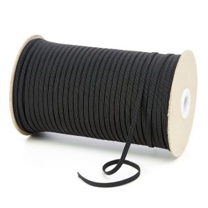 TPE10 4mm 6 Cord Flat Braided Elastic Black PG615 Kalsi Cords