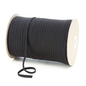 TPE11 6mm 8 Cord Flat Braided Elastic Black PG615 Kalsi Cords