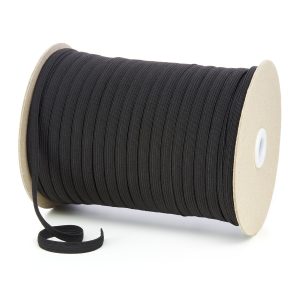 TPE225 8mm 10 Cord Flat Braided Elastic Black PG615 Kalsi Cords
