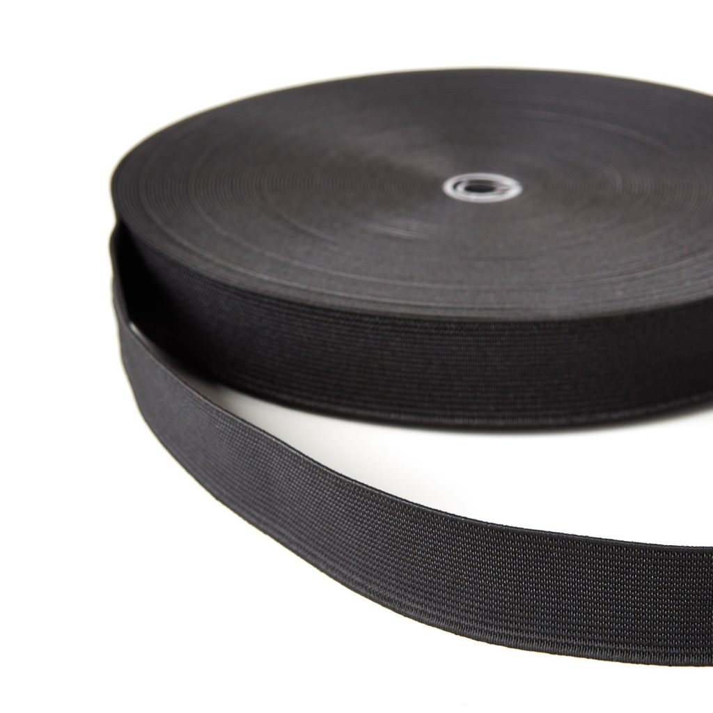 25mm Black Woven Loom Elastic by Kalsi Cords